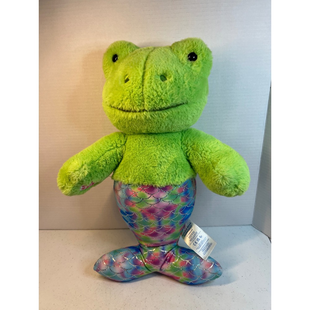 Build-A-Bear Workshop Spring Green Frog Mermaid Plush Rainbow Scales Stuffed Toy
